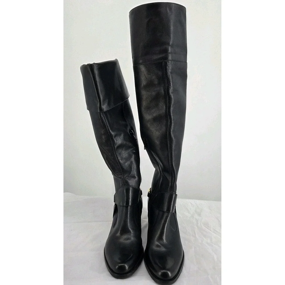Truth or Dare by Madonna Erminide Black Leather Riding Over the Knee Boots 6
